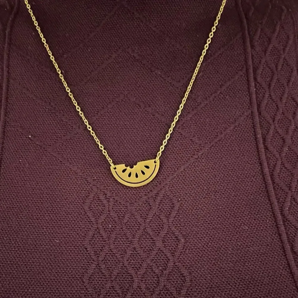 Watermelon Pendant Necklace in Gold